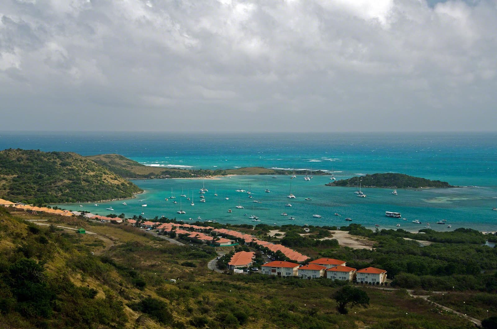 The sheltered bay of Cul-de-Sac with Pinel Island just offshore